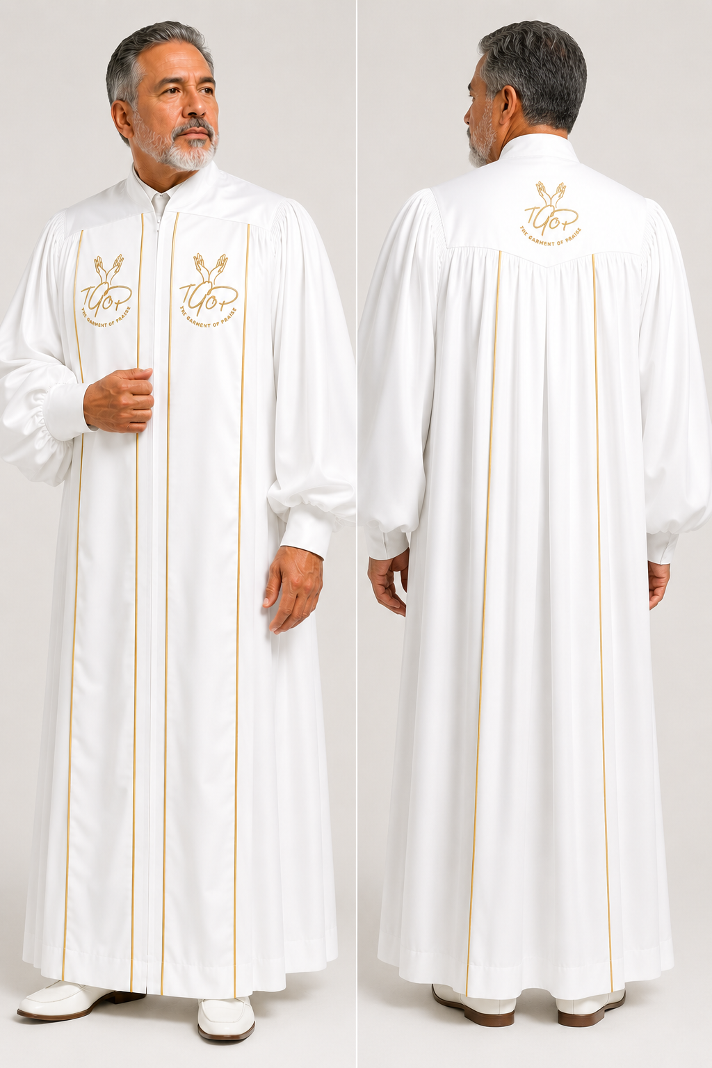 David Collection Signature Preaching Robe – Pure White