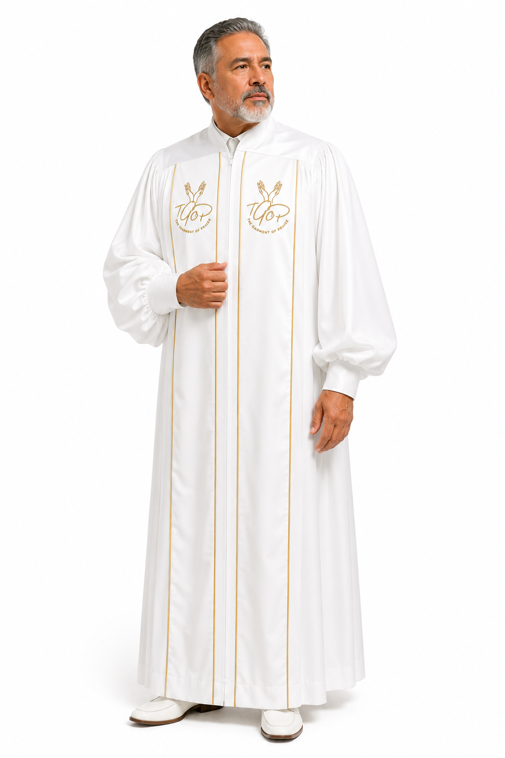 David Collection Signature Preaching Robe – Pure White