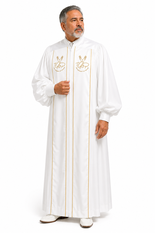 David Collection Signature Preaching Robe – Pure White